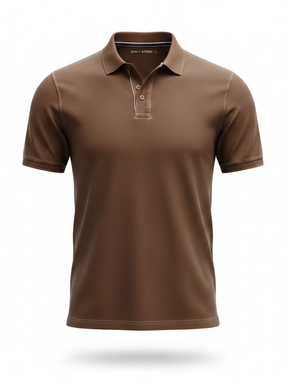 Sun + Stone Men's Brown Polo Shirt EUC